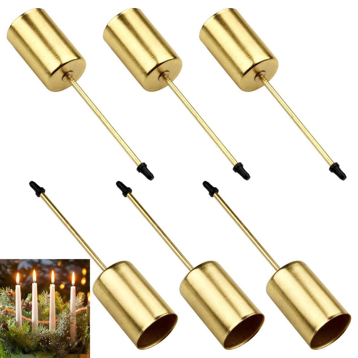 LuxusKollektion Kerzentülle 6x Kerzenhalter Metall Gold Stabkerze Vintage Dorn