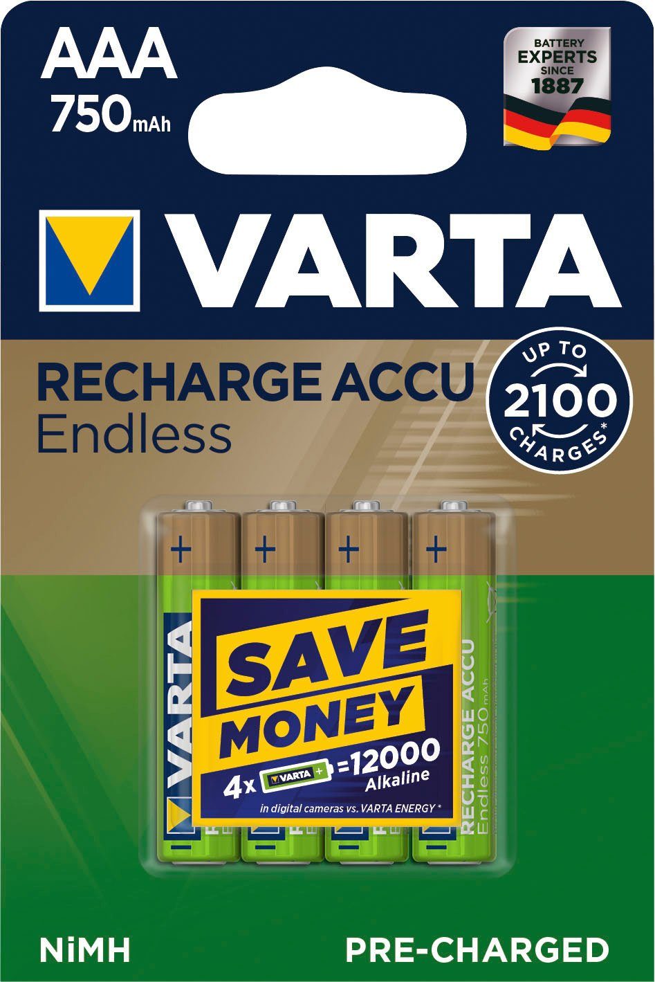 Image of VARTA »Recharge Accu Endless« wiederaufladbare Batterien, (1,2 V, 4 St)