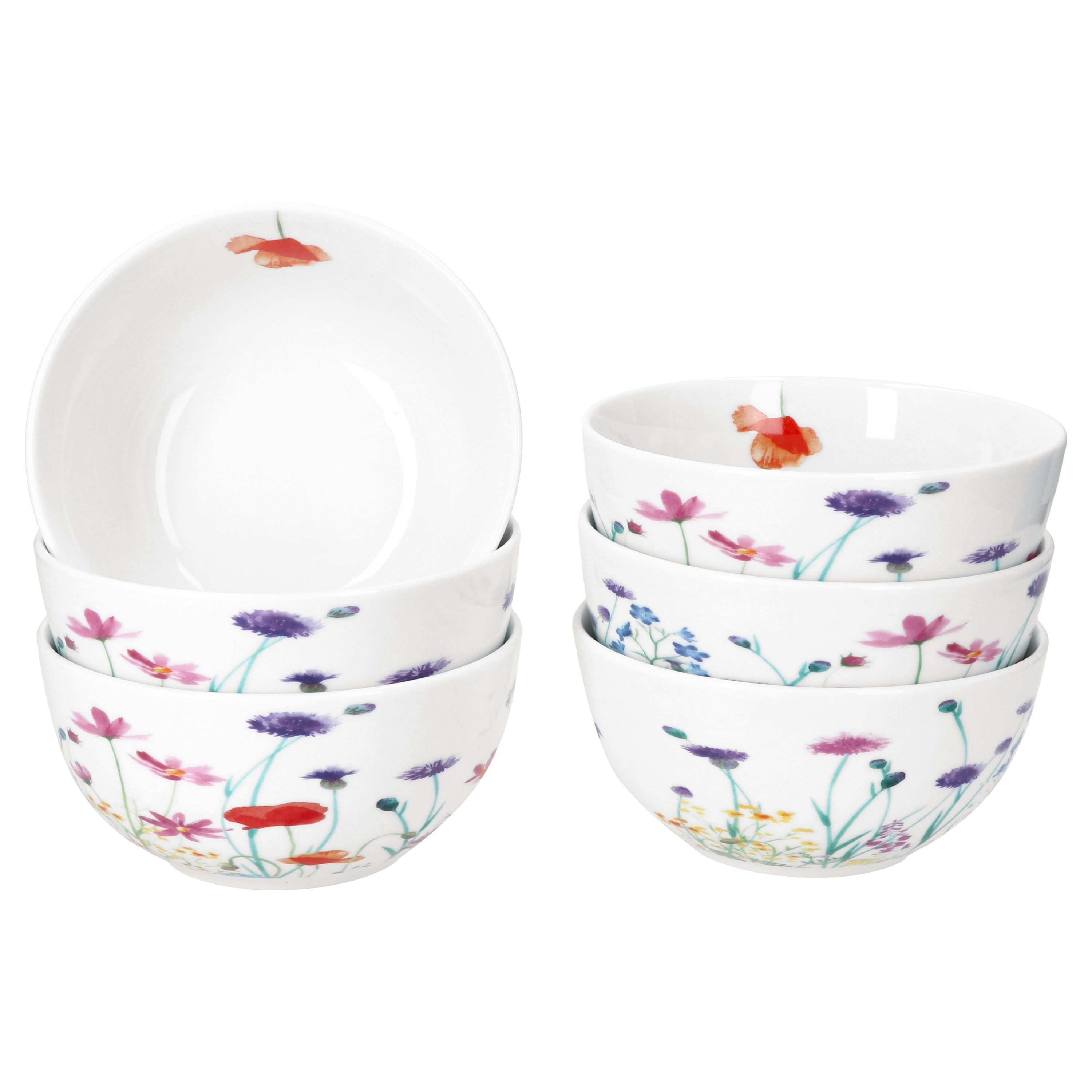 MamboCat Müslischale 6x Marie Müsli-Schale Ø14cm 400ml Porzellan Dessert-Schüssel Blume, Porzellan