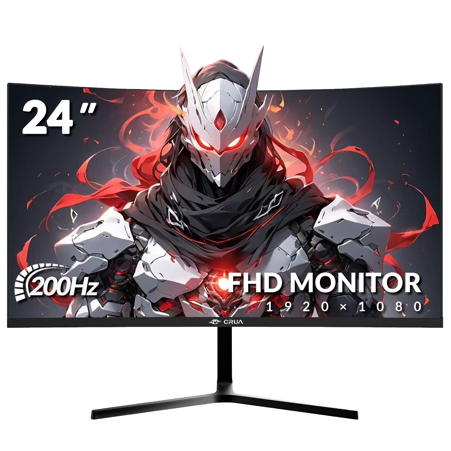 CRUA 24-Zoll rahmenloser FHD-1080p-Bildschirm, AMD FreeSync, 200 Hz/180 Hz Curved-Gaming-Monitor (61 cm/24 ", 1920 x 1080 px, FHD, 200 Hz, LCD)