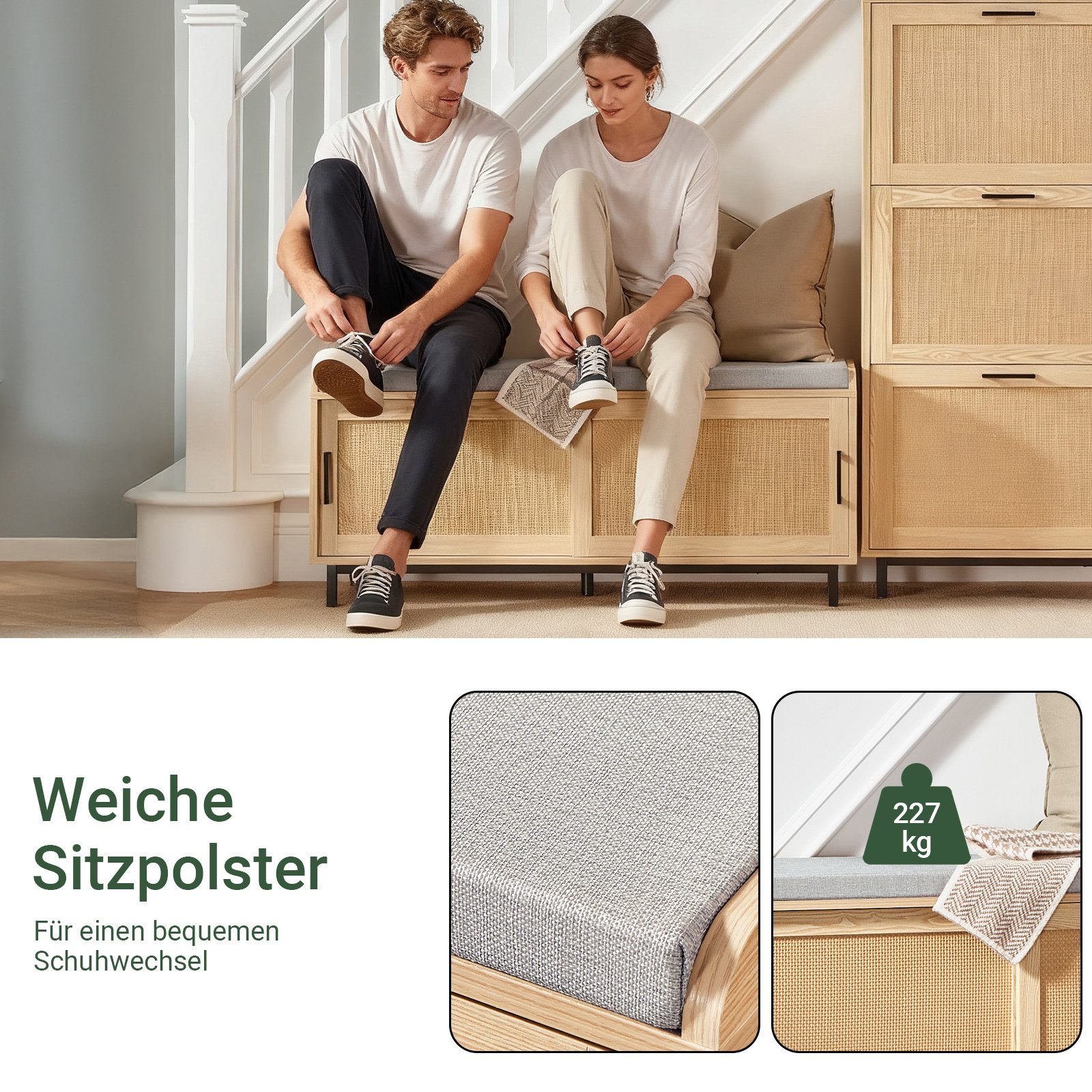 SoBuy Schuhbank FSR154, Schuhorganizer Schuhregal mit gepolstertem Kissen, Sitzbank mit Stauraum Dielenbank Schuhtruhe Sitzkommode Schuhregal