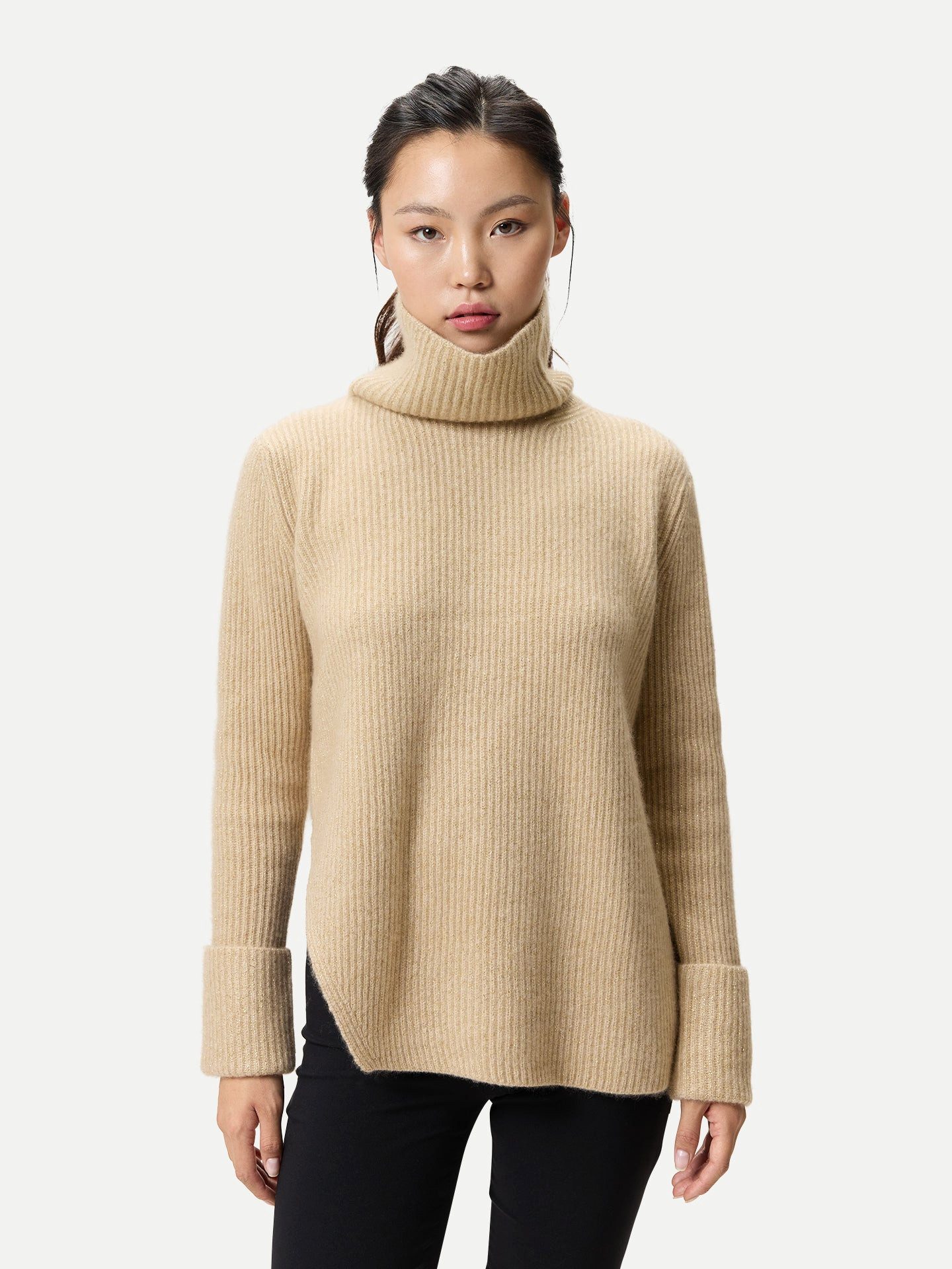 Rundhalspullover Kaschmir-Pullover mit Abnehmbarem Kragen