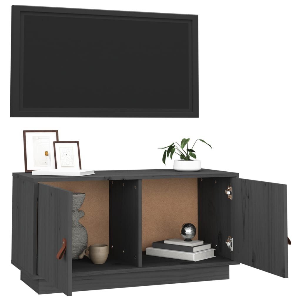 (1-St) 80x34x40 TV-Schrank cm vidaXL Kiefer TV-Schrank Grau Massivholz