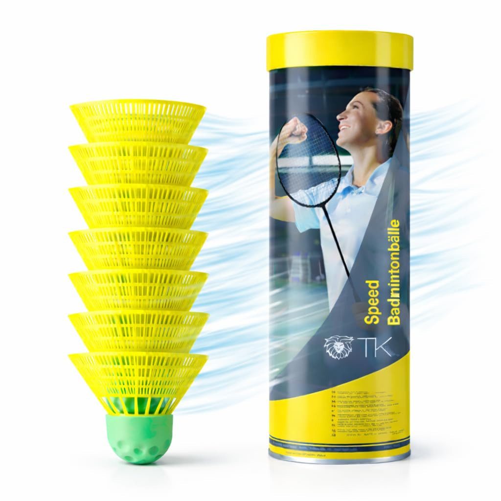 Sportyfits® Speedbadmintonball 5x Speedbadminton Federbälle gelb - Badmintonbälle (5er Set, 5-St., 5 Stück), extra Schnell