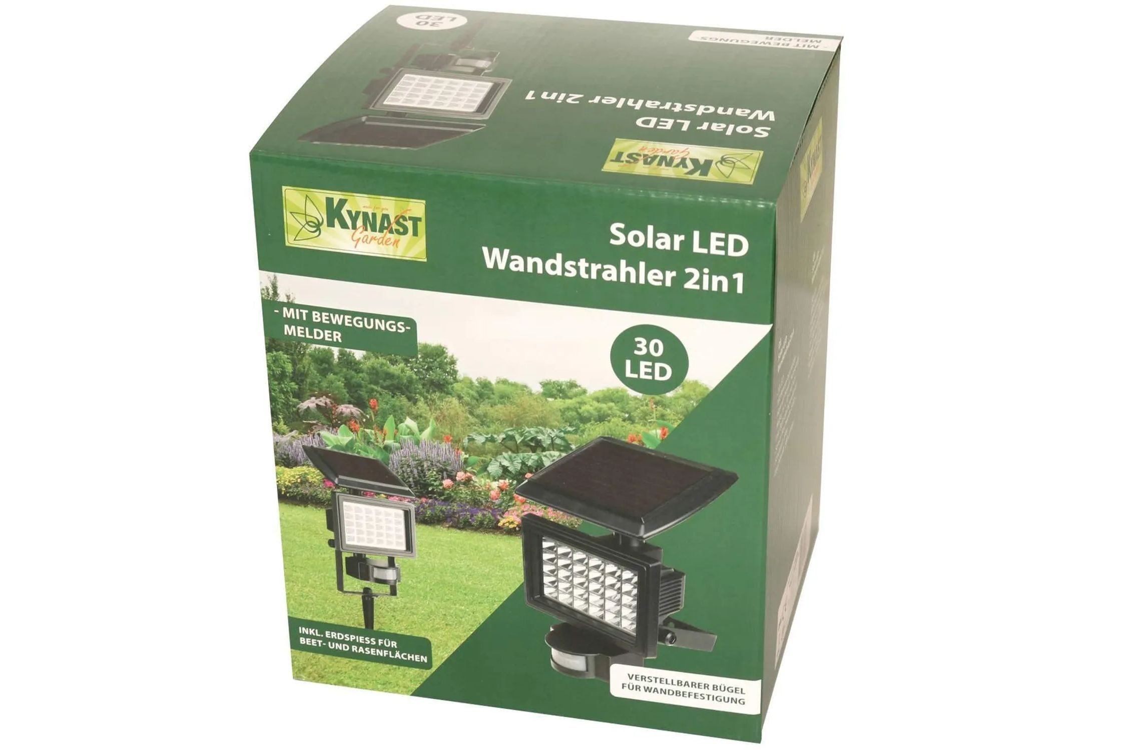 Kynast Garden LED Solarleuchte Solar Wandstrahler 2in1 mit Bewegungsmelder 30 LED 300 Lumen schwarz