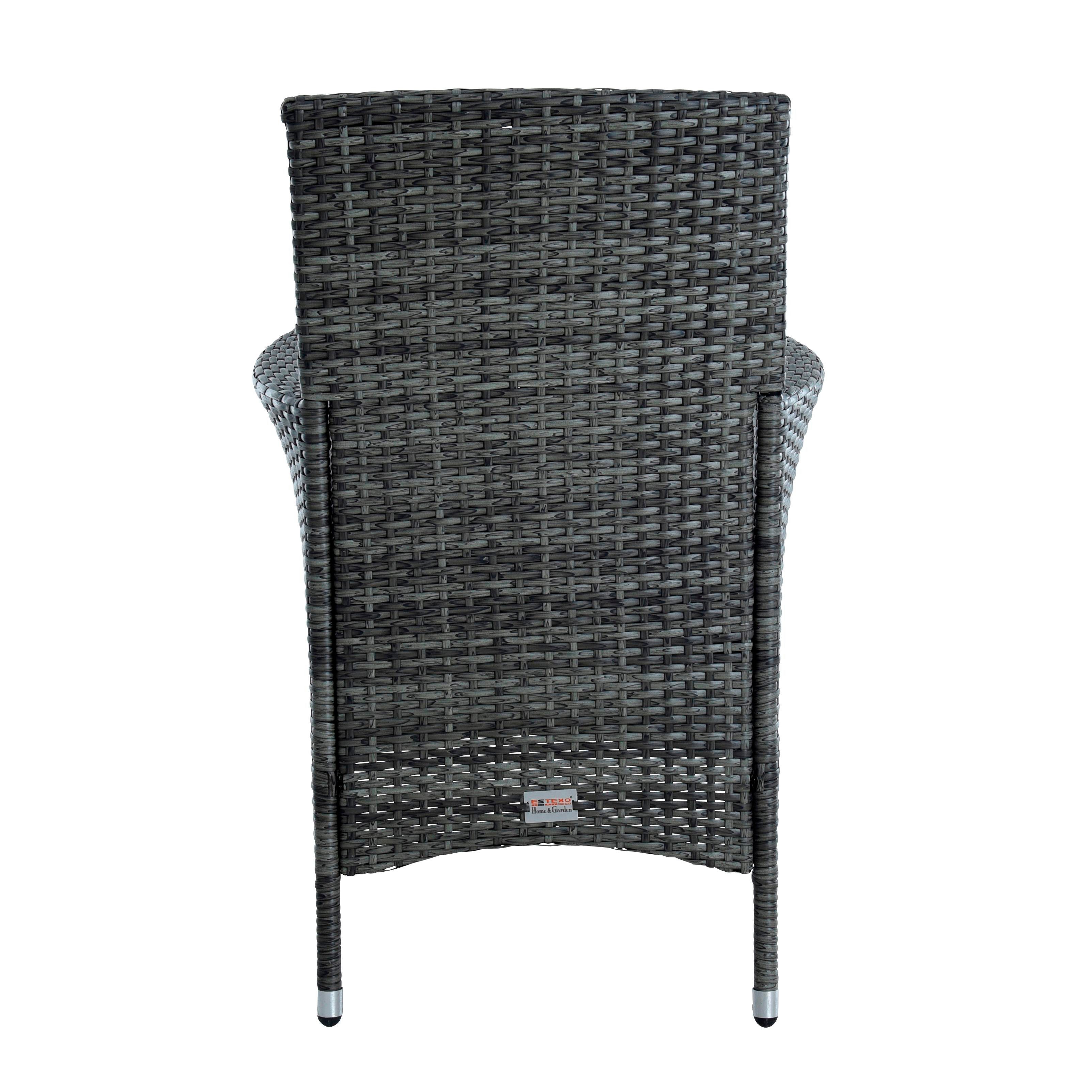 ESTEXO Sitzgruppe Polyrattan Gartenmöbel Set Rattan Gartenset Essgruppe Anthrazit Grau – Bild 5 von 5