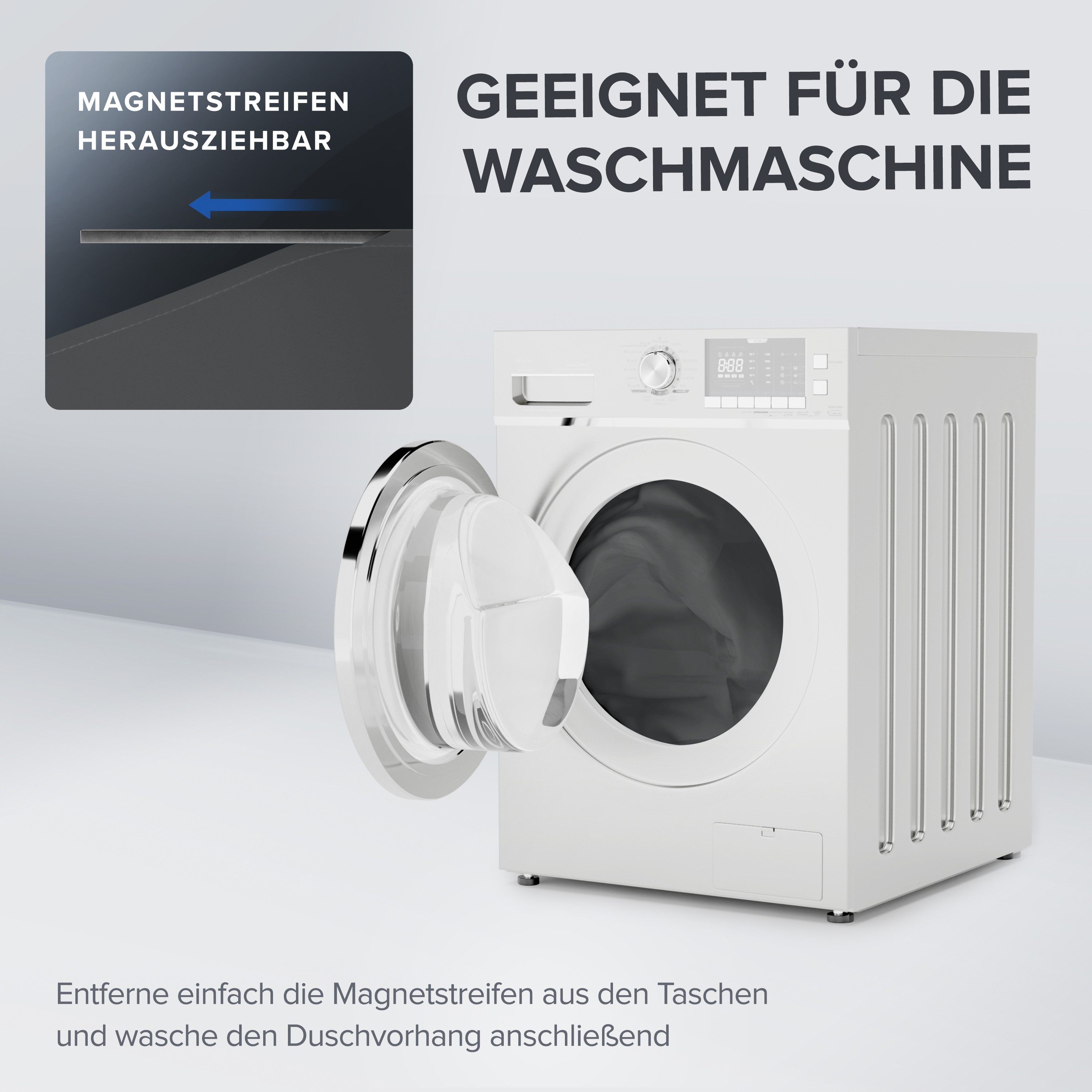 ovimar Duschvorhang Breite 120.00 cm (1-tlg), aus Polyester in Dunkelgrau zur Zum Aufhängen – Bild 5 von 5