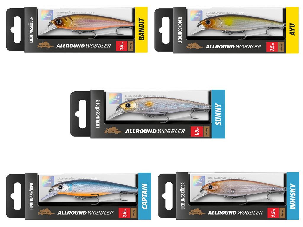 Lieblingsköder Kunstköder Allroundwobbler Set - Lieblingsköder - 5 er Set Klares Wasser, (klares Wasser, 5-St. Wobblerset klar), Effektiver Lauf, Exzellente Verarbeitung