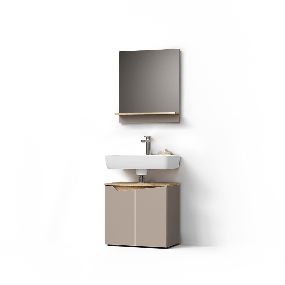 Livinity® Badmöbel-Set Timavo, Greige/Artisan-Eiche, 2 Teile günstig online kaufen