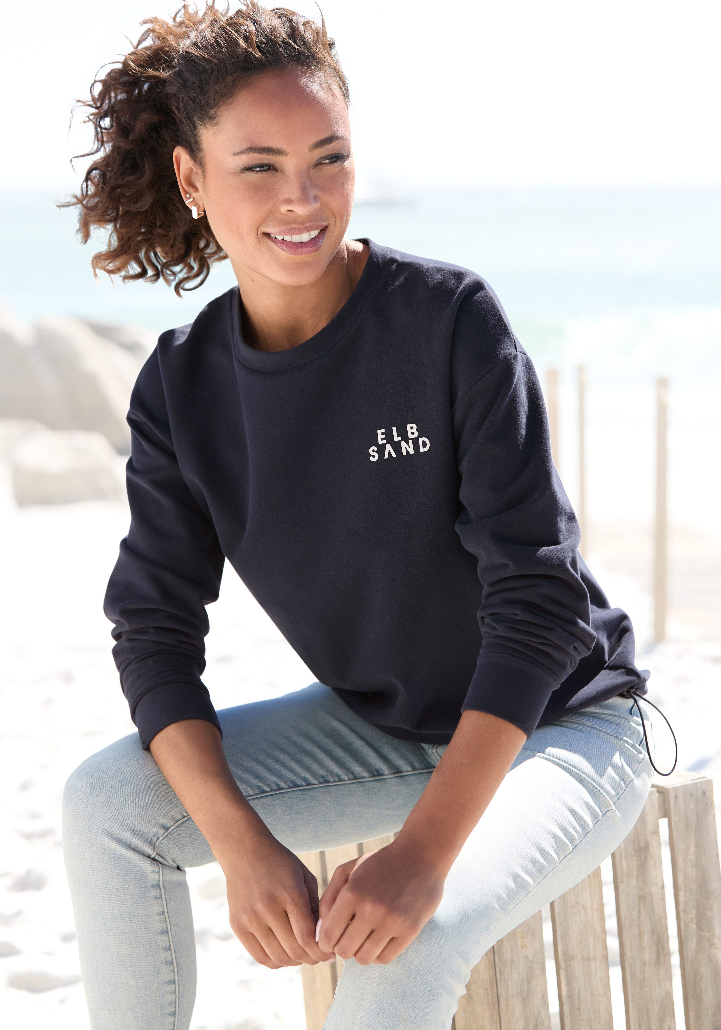 Elbsand Sweatshirt Carisa mit verstellbarem Gummizug am Saum, lockere Passform, casual-sportlich