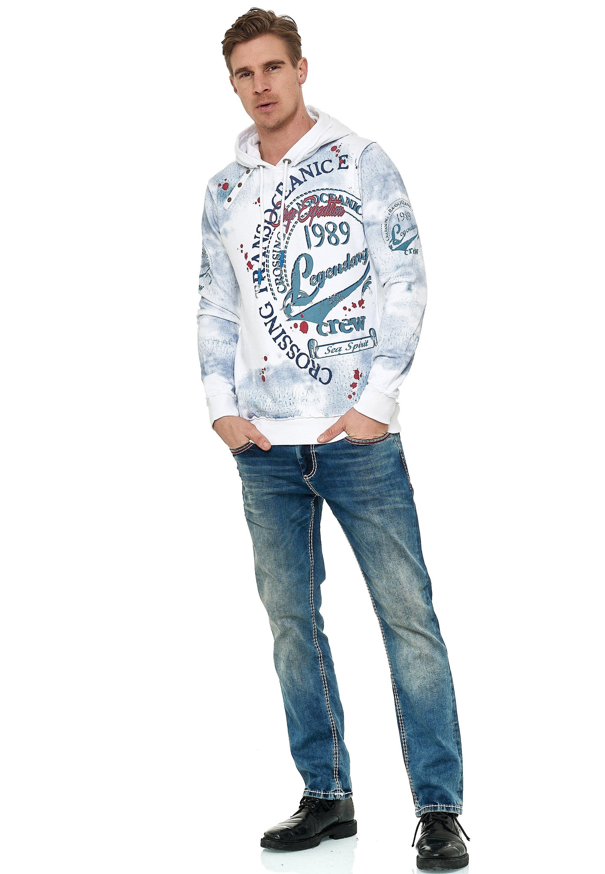 Rusty Neal Kapuzensweatshirt mit coolem weiß Frontprint