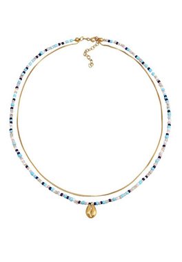 Elli Choker Muschel Glas Beads Maritim Bunt 925 Silber