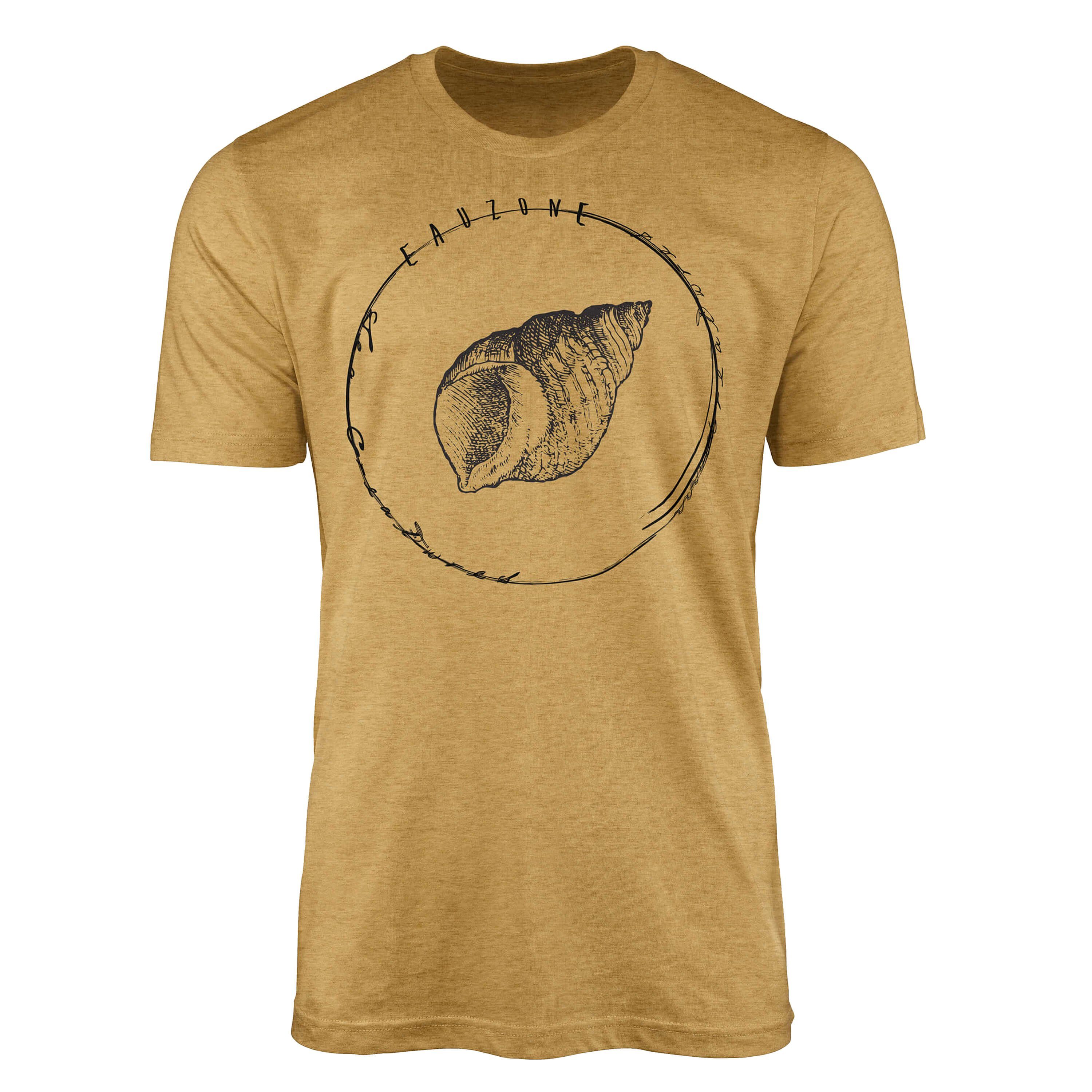 Sinus Art T-Shirt T-Shirt Tiefsee Fische - Serie: Sea Creatures, feine Struktur und sportlicher Schnitt / Sea 025 Antique Gold | T-Shirts