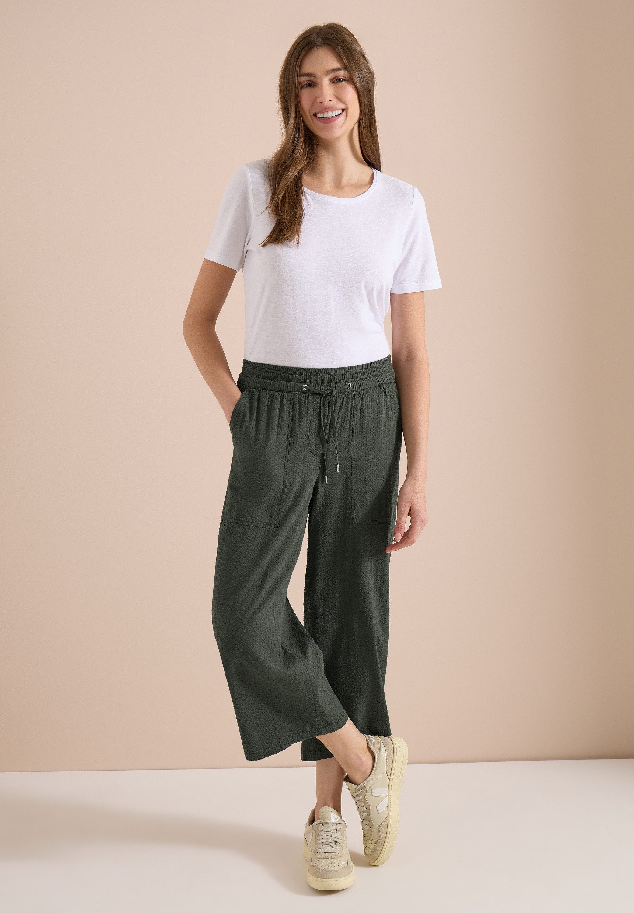 CECIL Culotte aus Seersucker-Material