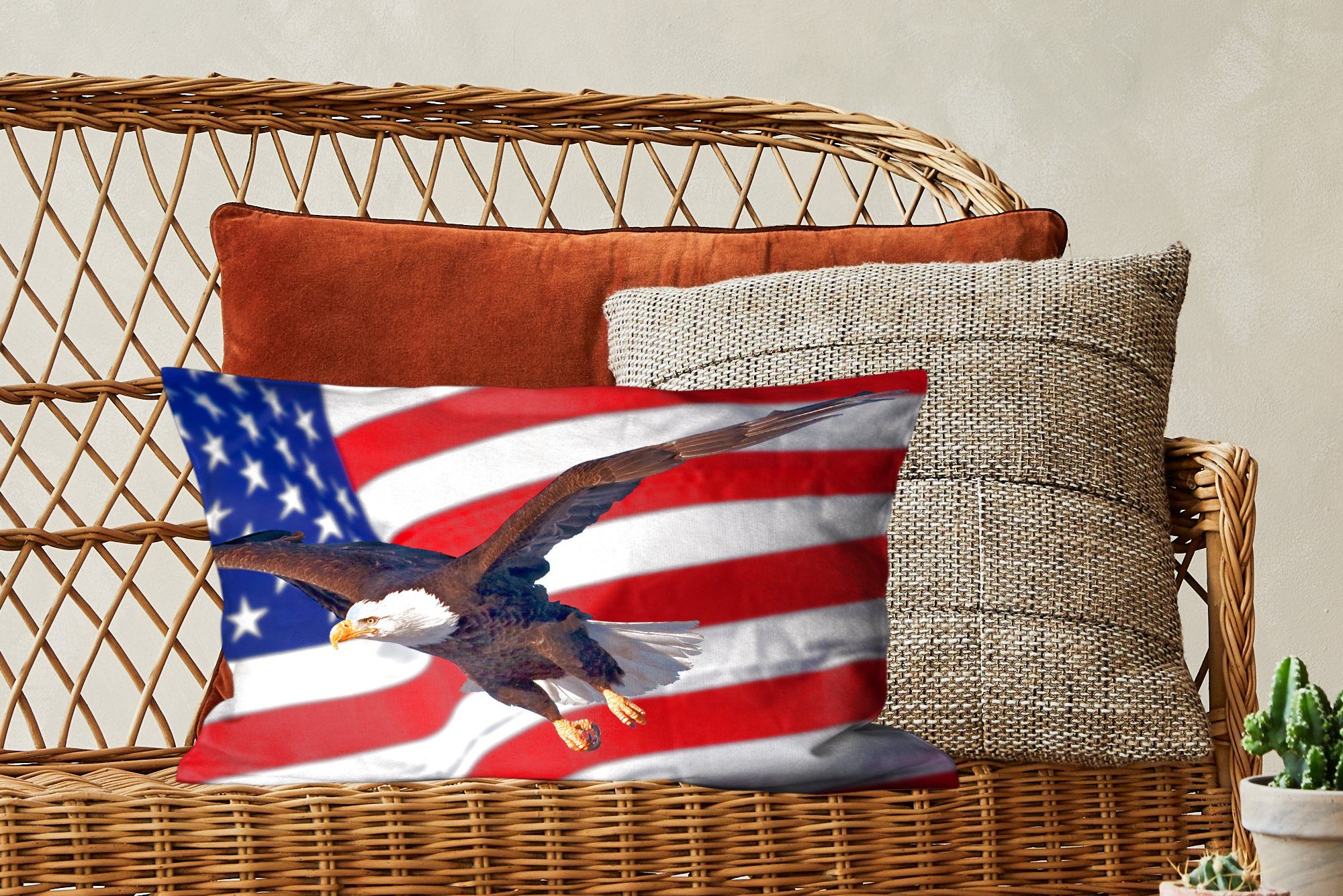 MuchoWow Dekokissen amerikanischen Füllung, der Zierkissen, Schlafzimmer Dekokissen mit Flagge, Weißkopfseeadler Dekoration, vor Wohzimmer Amerikanischer