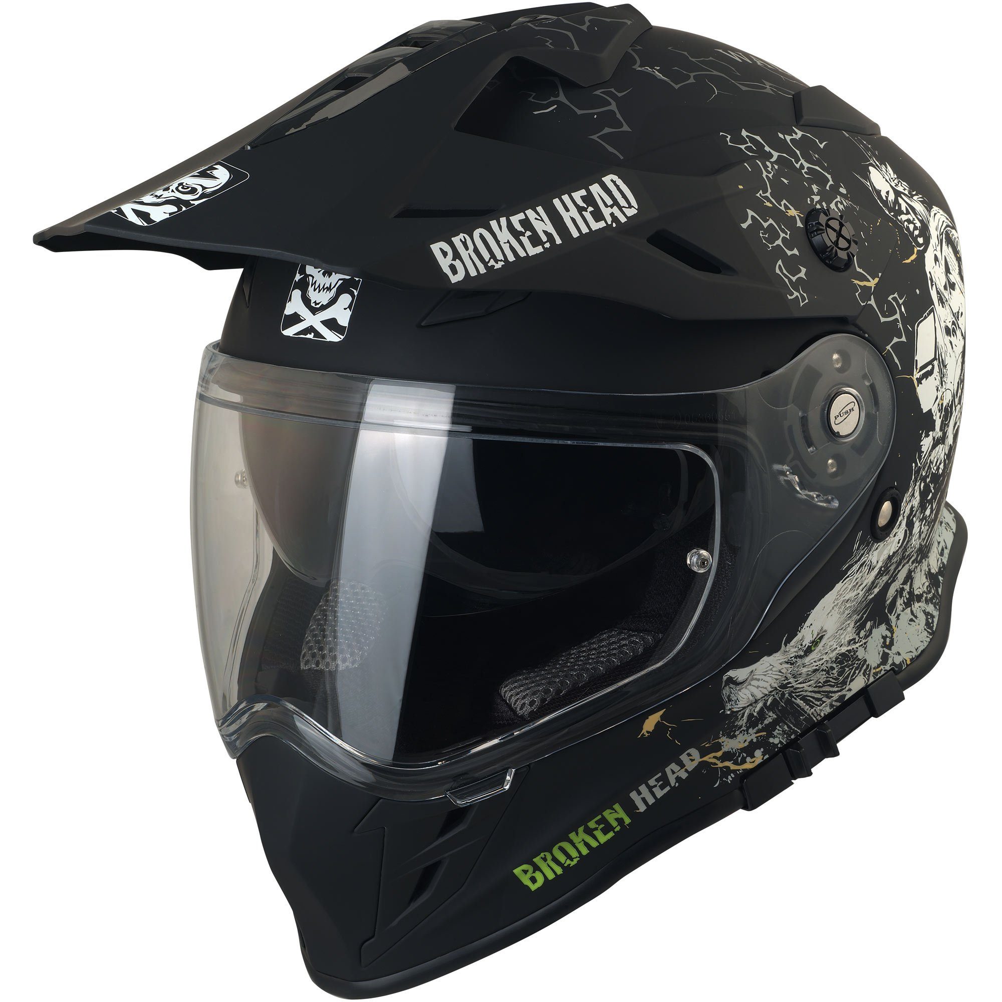 Broken Head Motorradhelm Fullgas Viking VX2 (mit klarem und blau verspiegeltem Visier), inklusive Sonnenblende