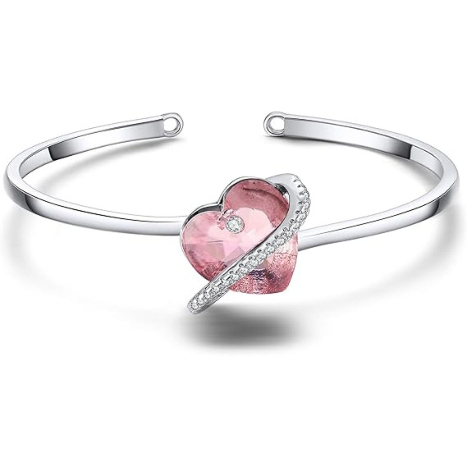 Lisandra Scott Armreif verstellbar mit funkelnden Herz Stein Kristallen - Armband für Damen, Funkelnder Herz-Armreif – verstellbar, edel & ideal als Geschenk