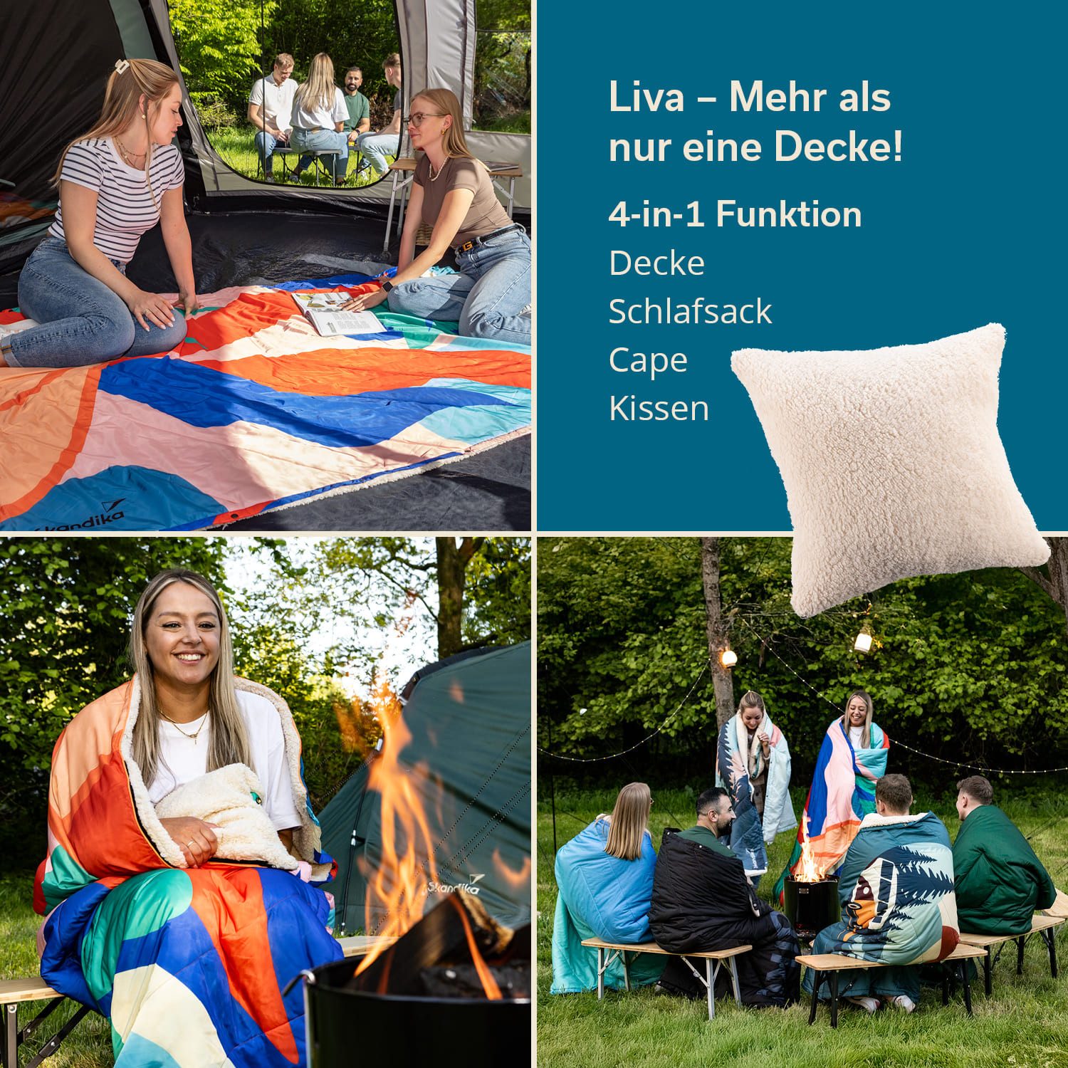Skandika Deckenschlafsack Campingdecke Liva, 4-in-1, Outdoor Decke, 200x135 günstig online kaufen