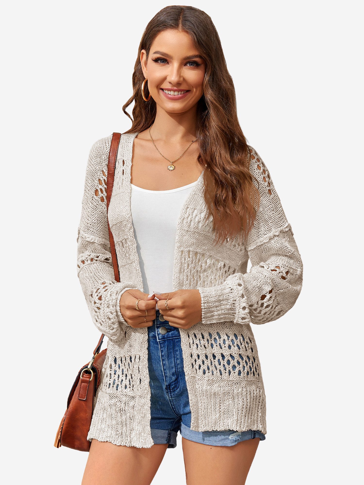Imily Bela Longstrickjacke Damen Boho Oberbekleidung (Packung, 1-tlg., 1per-Pack) Häkeln – Bild 4 von 5