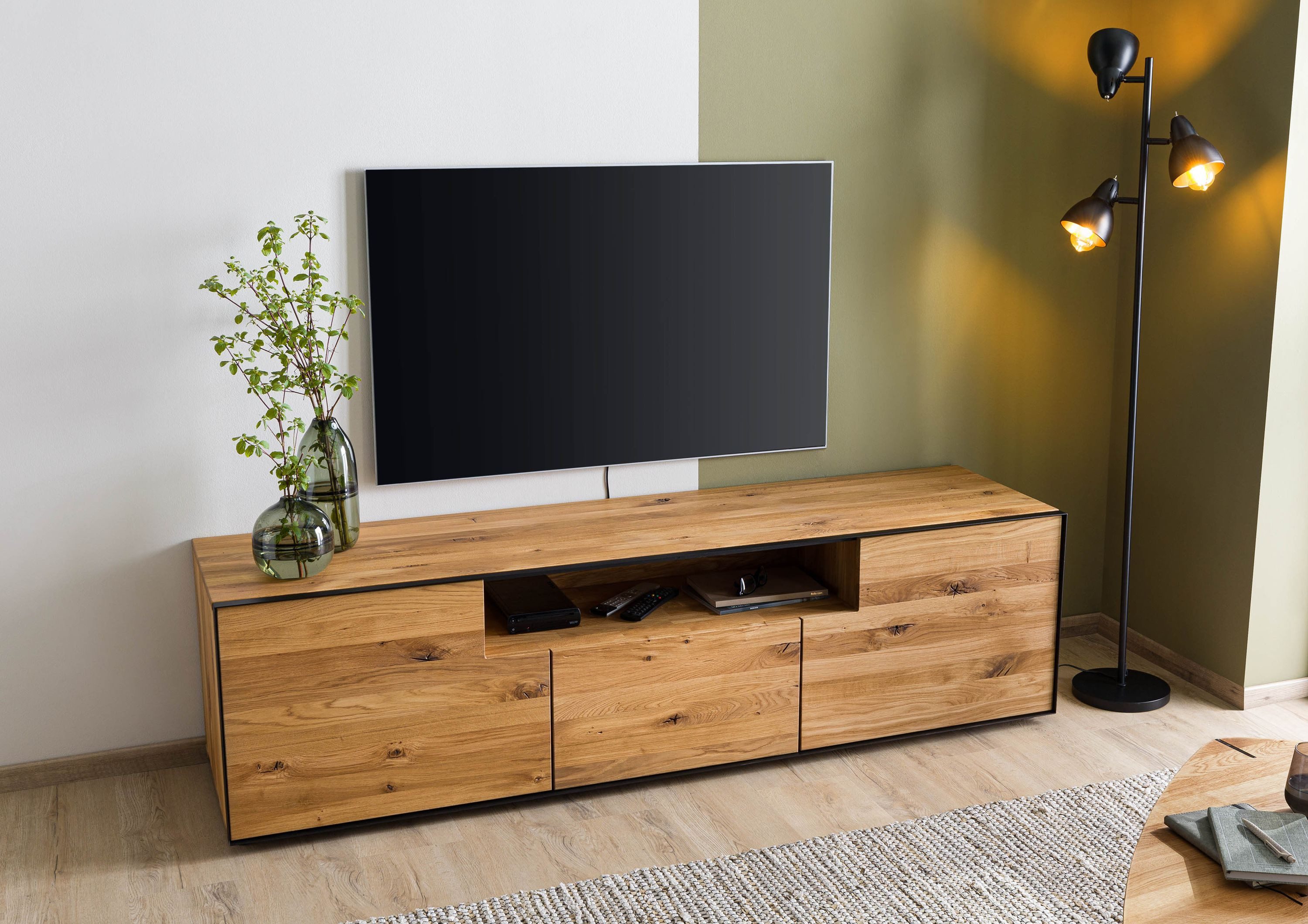 Massivmoebel24 Lowboard (Massivholz), Wildeiche 201x53x55 natur günstig online kaufen