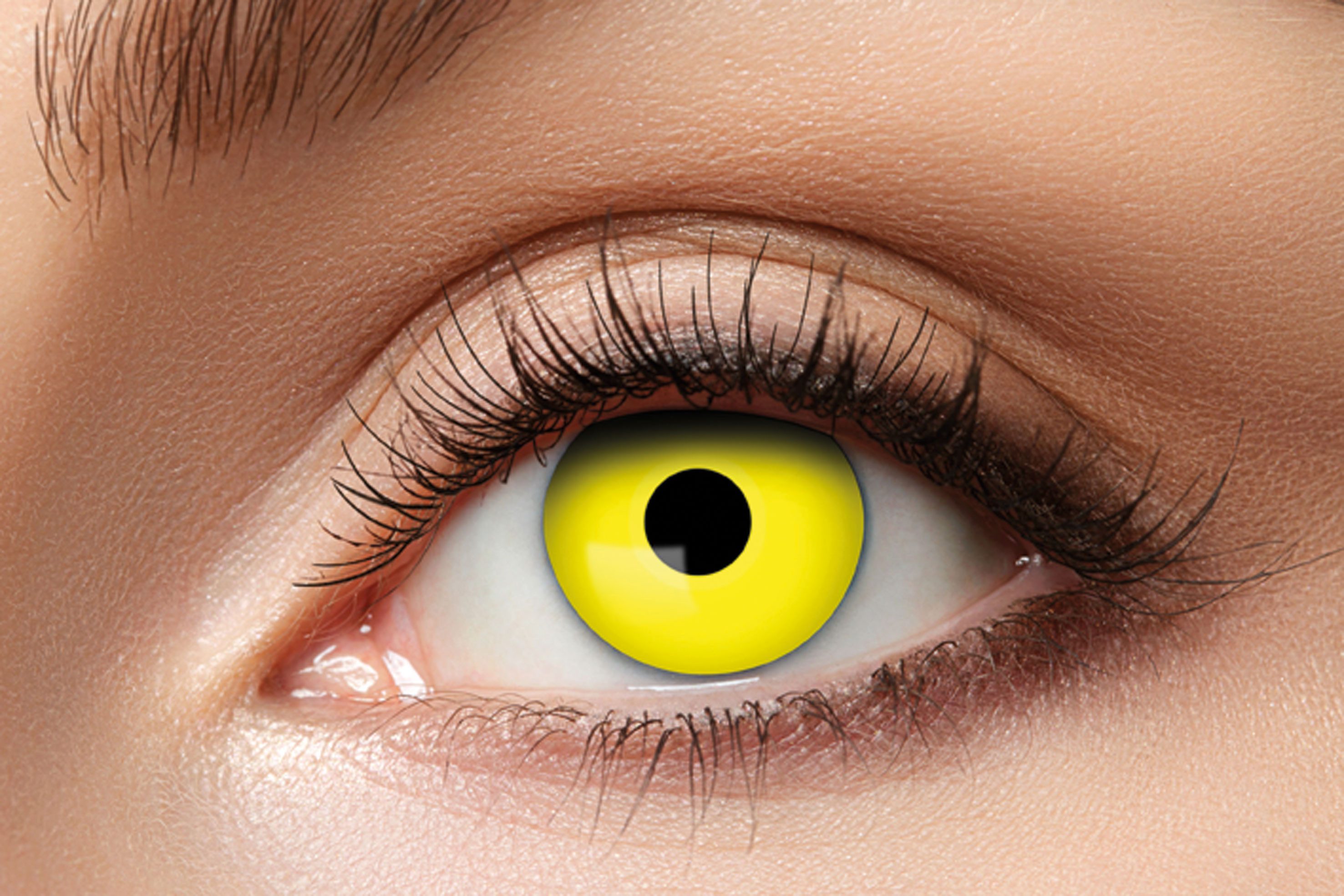 Party Factory Farblinsen Zoelibat Eyecatcher 12 Monats-Kontaktlinsen Yellow Crow Eye