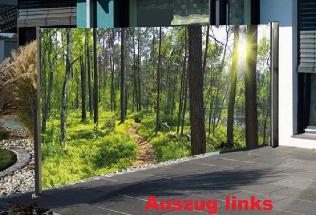 NATIV Garten Seitenmarkise Sichtschutz mit Fotomotiv, 160 cm hoch, 300 cm  lang