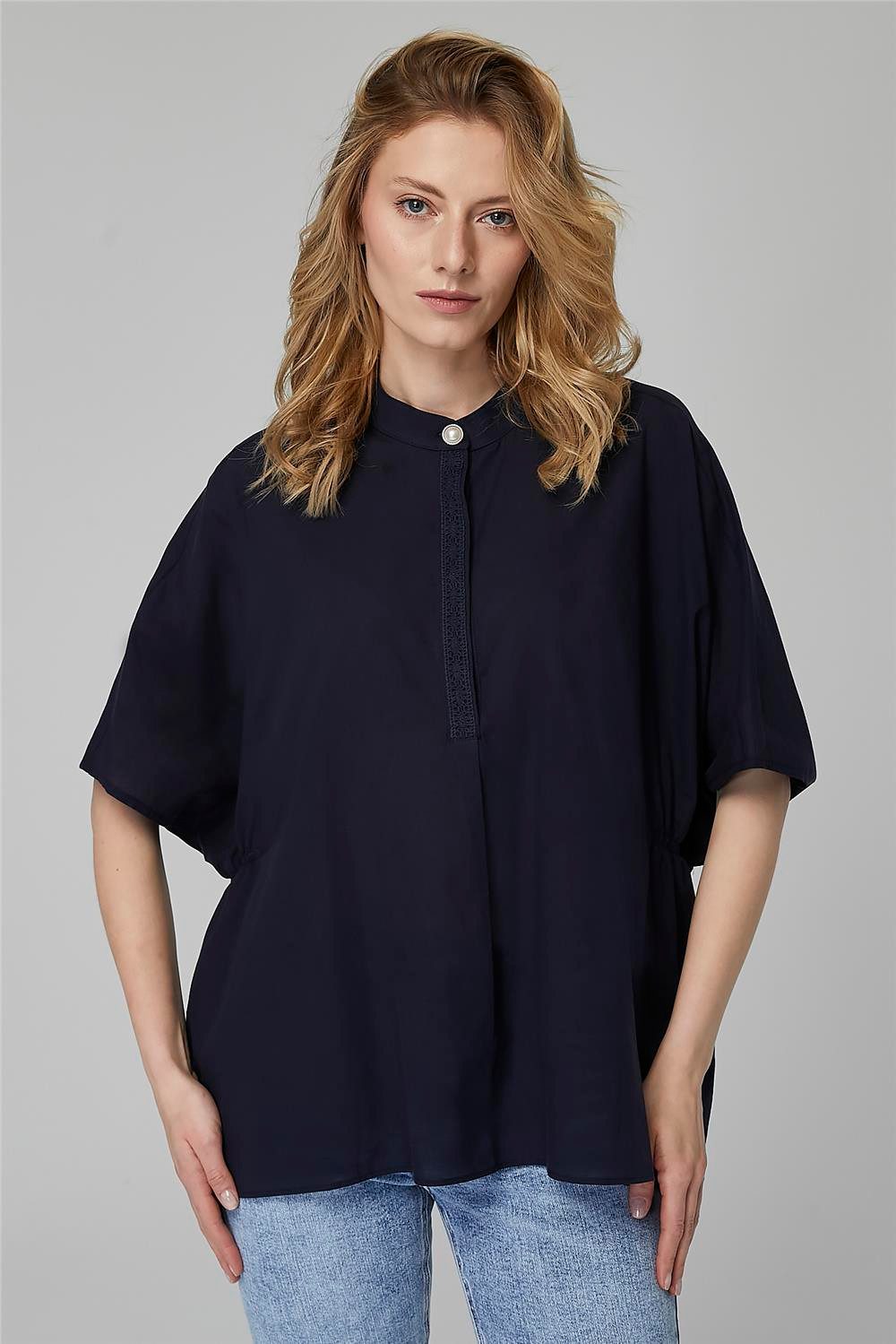 Hemdbluse Rundhals T-Shirt