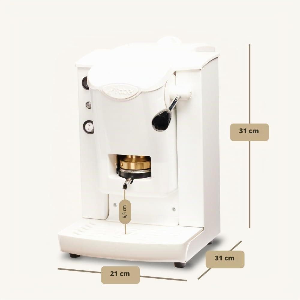 Faber Coffee Machines Kaffeepadmaschine Slot Plast Pure White, 44mm ESE Pads, Hochwertiger Metallrahmen