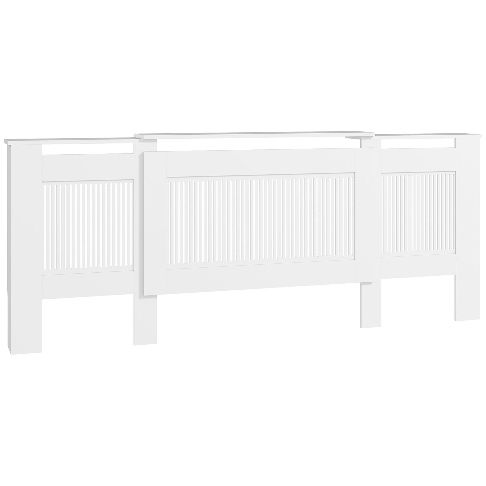 HOMCOM Heizungsverkleidung ausziehbar Heizkörperabdeckung mit Ablage, Lamellen, Zubehör für Heizkörper, Heizkörper Abdeckung 125-201 x 19 x 81,5 cm Weiß