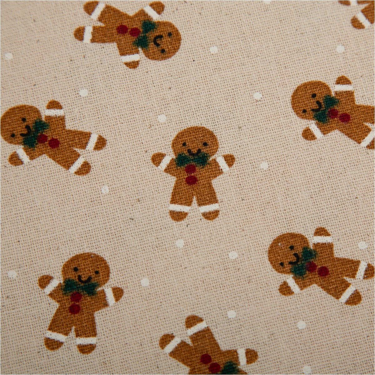 SCHÖNER LEBEN. Stoff Weihnachtsstoff Meterware Canvas natur mit Lebkuchenmännern breit, allergikergeeignet