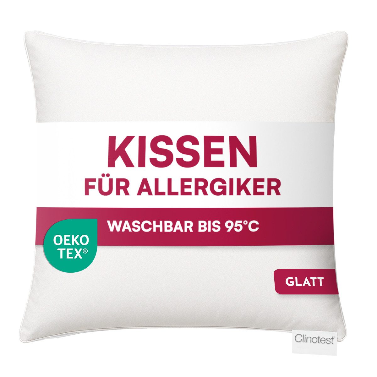 Clinotest Kopfkissen Polykissen Glatt, Füllung: 120g, Bezug: Polyester, Für günstig online kaufen