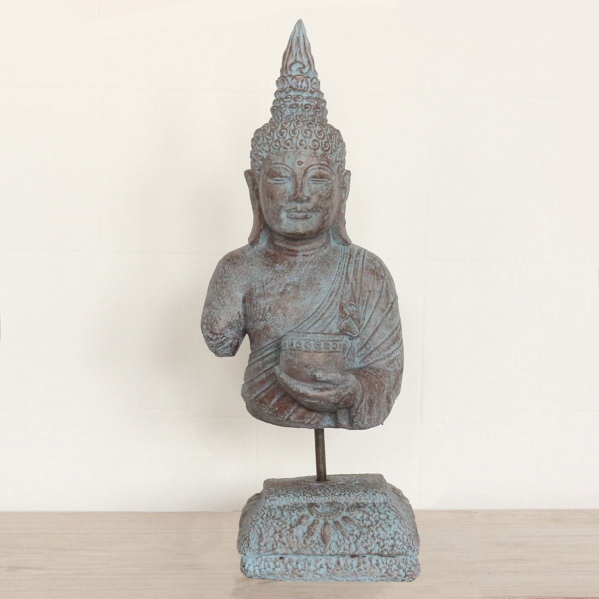 Oriental Galerie Dekofigur Buddha Figur stehend Kerzen Teelichthalter 46 cm (1 St), traditionelle Herstellung in Handarbeit im Ursprungsland
