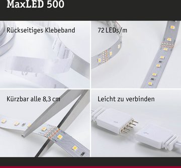 Paulmann LED-Streifen MaxLED 500 Einzelstripe inkl. Adapterkabel 20m Warmweiße 72W 550lm/m, 1-flammig, unbeschichtet