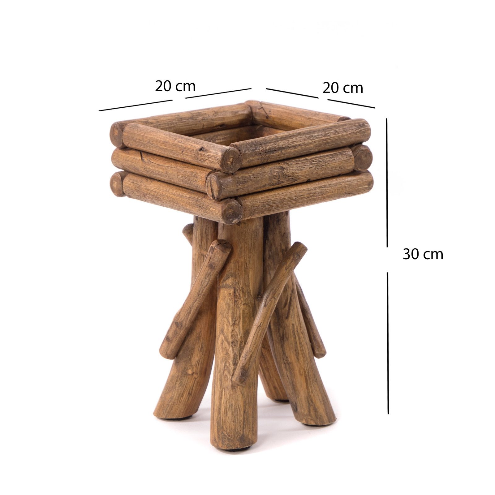 DESIGN DELIGHTS Beistelltisch BLUMENHOCKER TWIST, Holz massiv rustikaler Holzhocker, Blumenständer