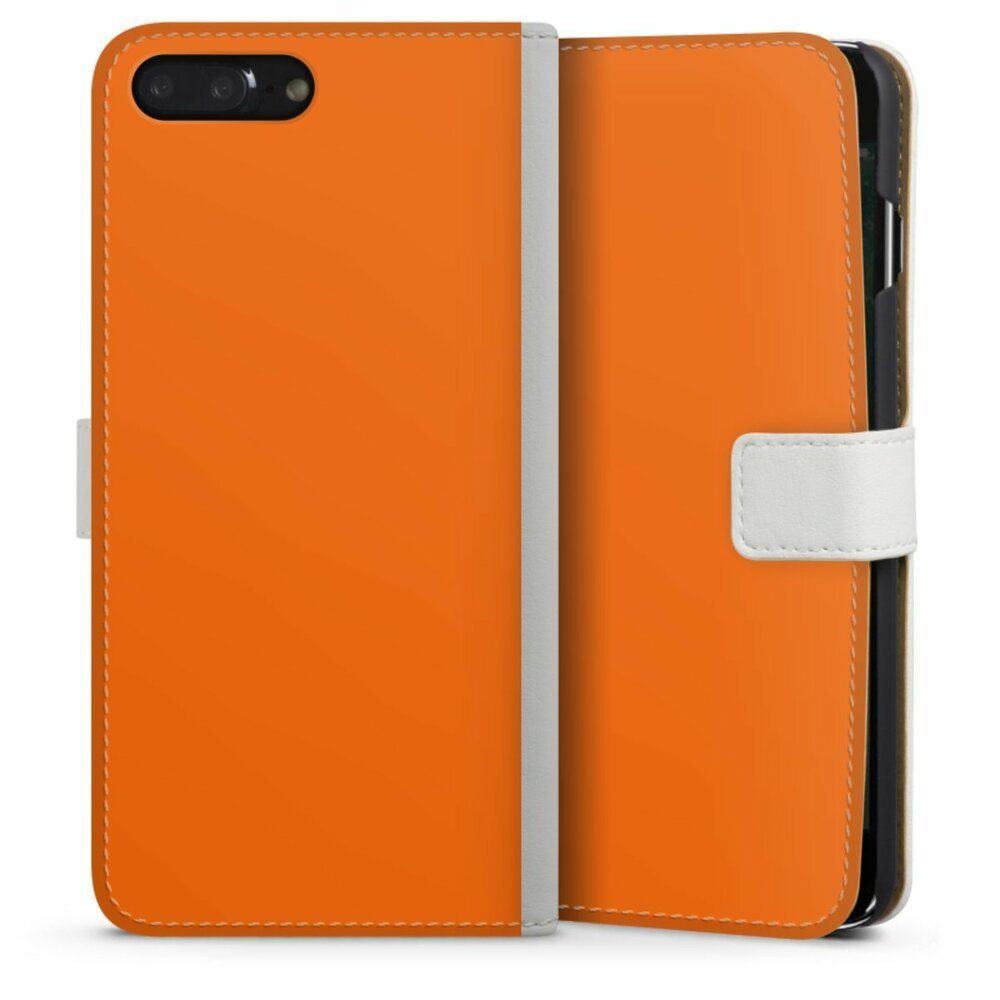 DeinDesign Handyhülle einfarbig orange Farbe Mandarine, Apple iPhone 8 Plus  Hülle Handy Flip Case Wallet Cover
