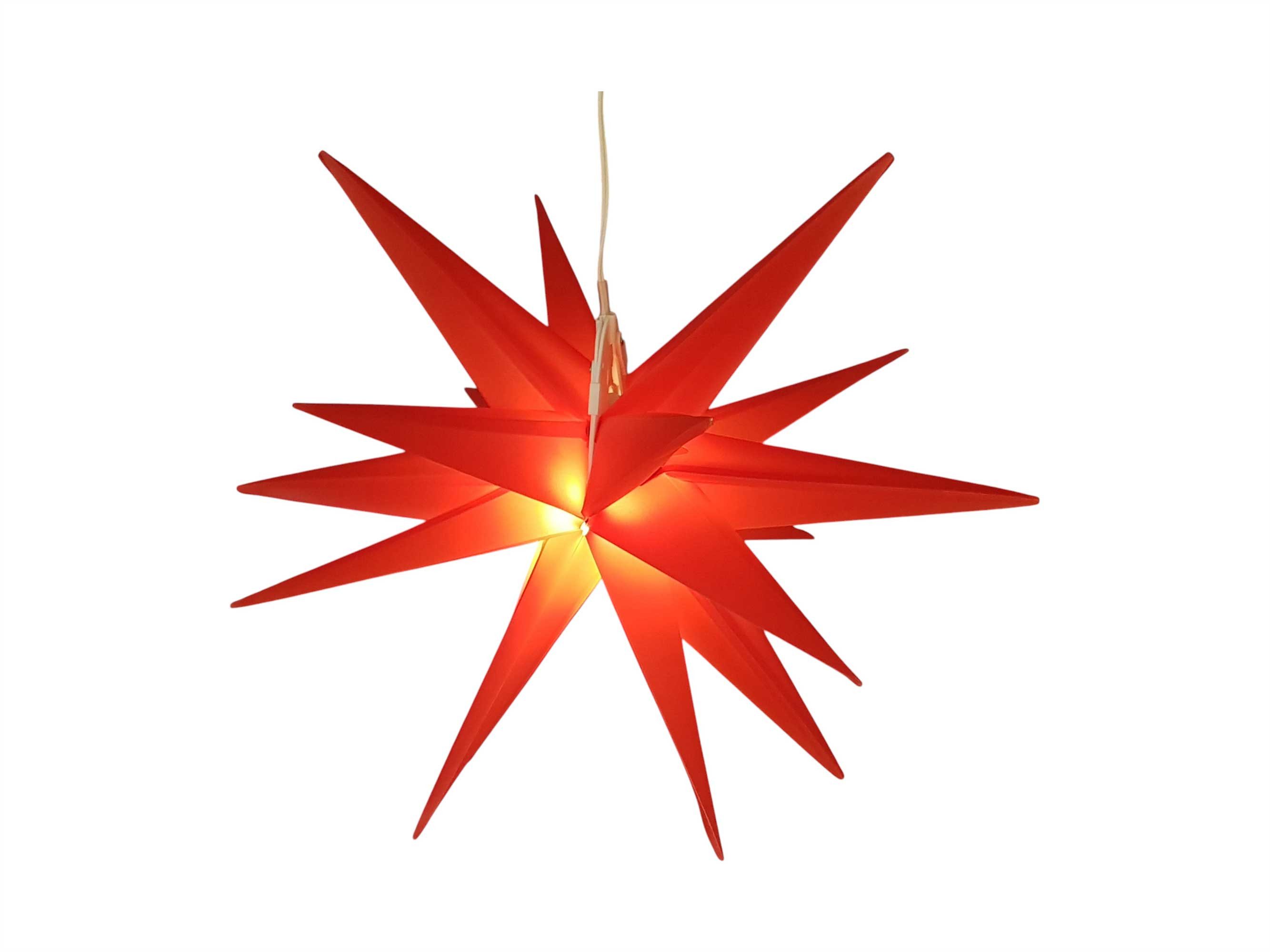 F-H-S International Dekostern, 1 St., Weihnachtsstern rot außen Batterie Timer 35cm