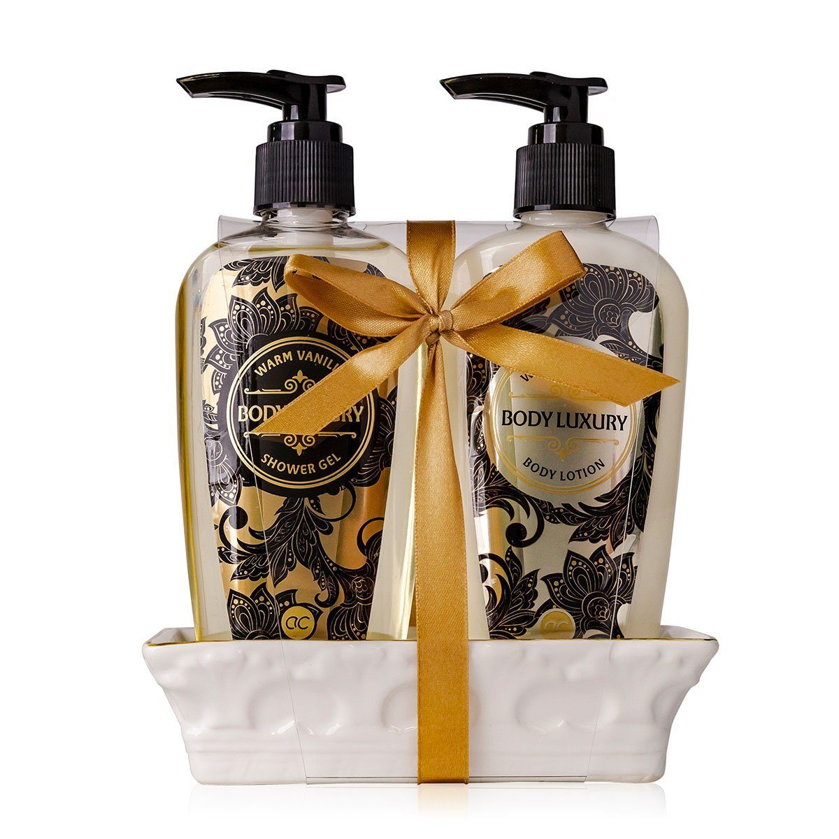 ACCENTRA Hautreinigungs-Set 2in1, 2-tlg., 2in1 Handpflegeset Body Luxury Handseife + Handlotion in Keramikschale