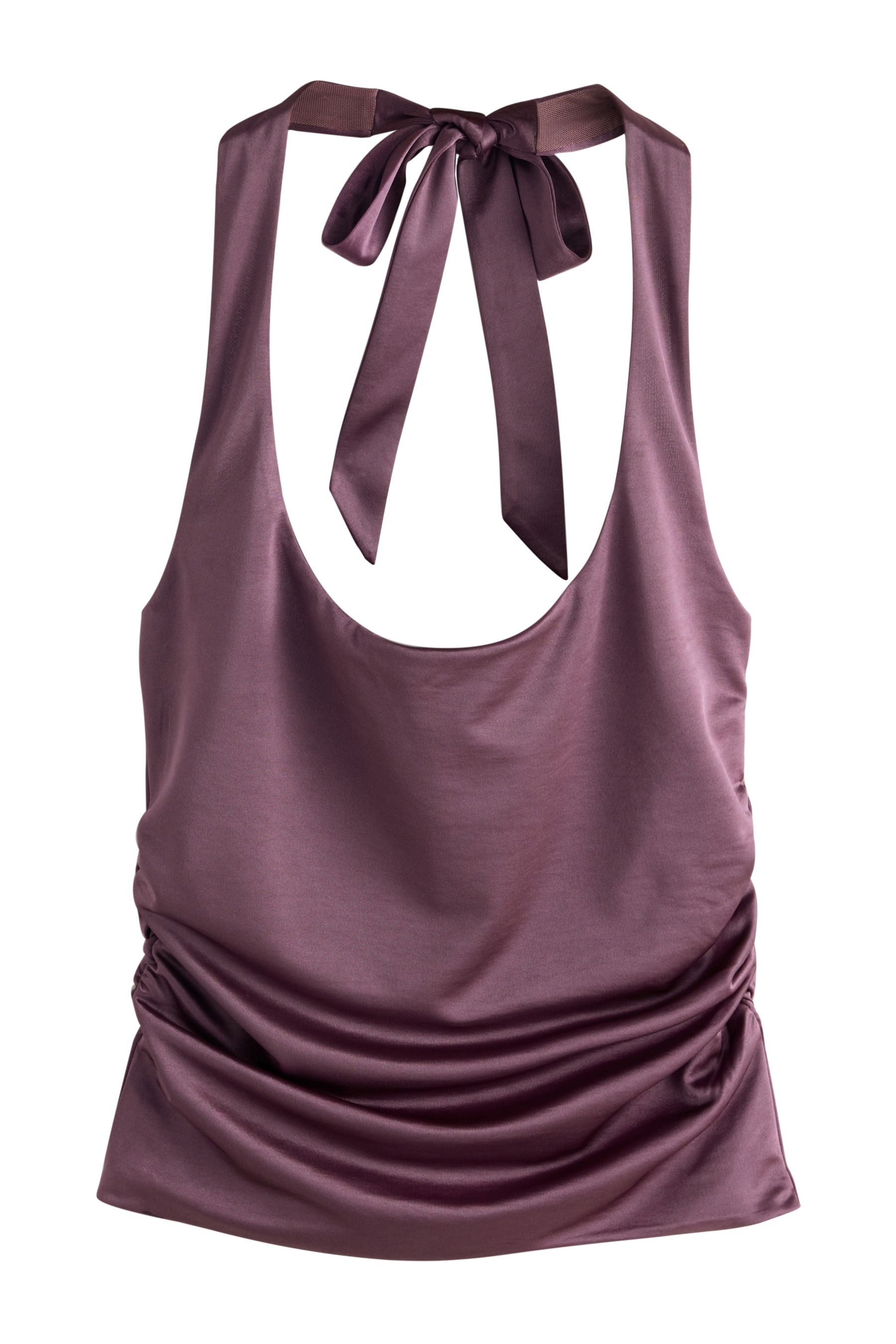 Kurzarmbluse Satin-Neckholder-Top