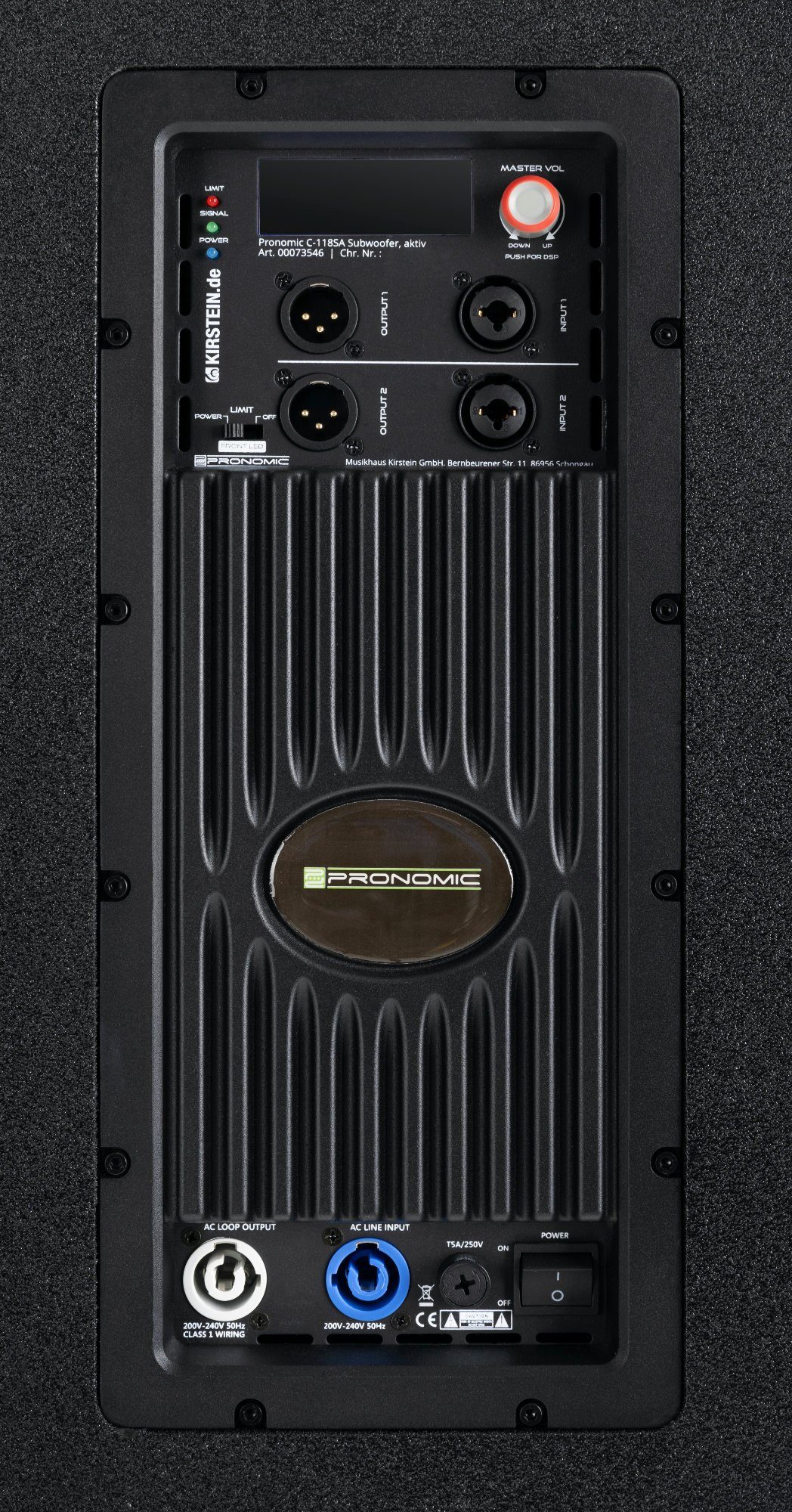 Subwoofer Attivo Pronomic C-118SA | 1600W Picco, 800W RMS | Altoparlante 18 Pollici | DSP Con 4 Preset | SPL 126 DB | Per Live E DJ