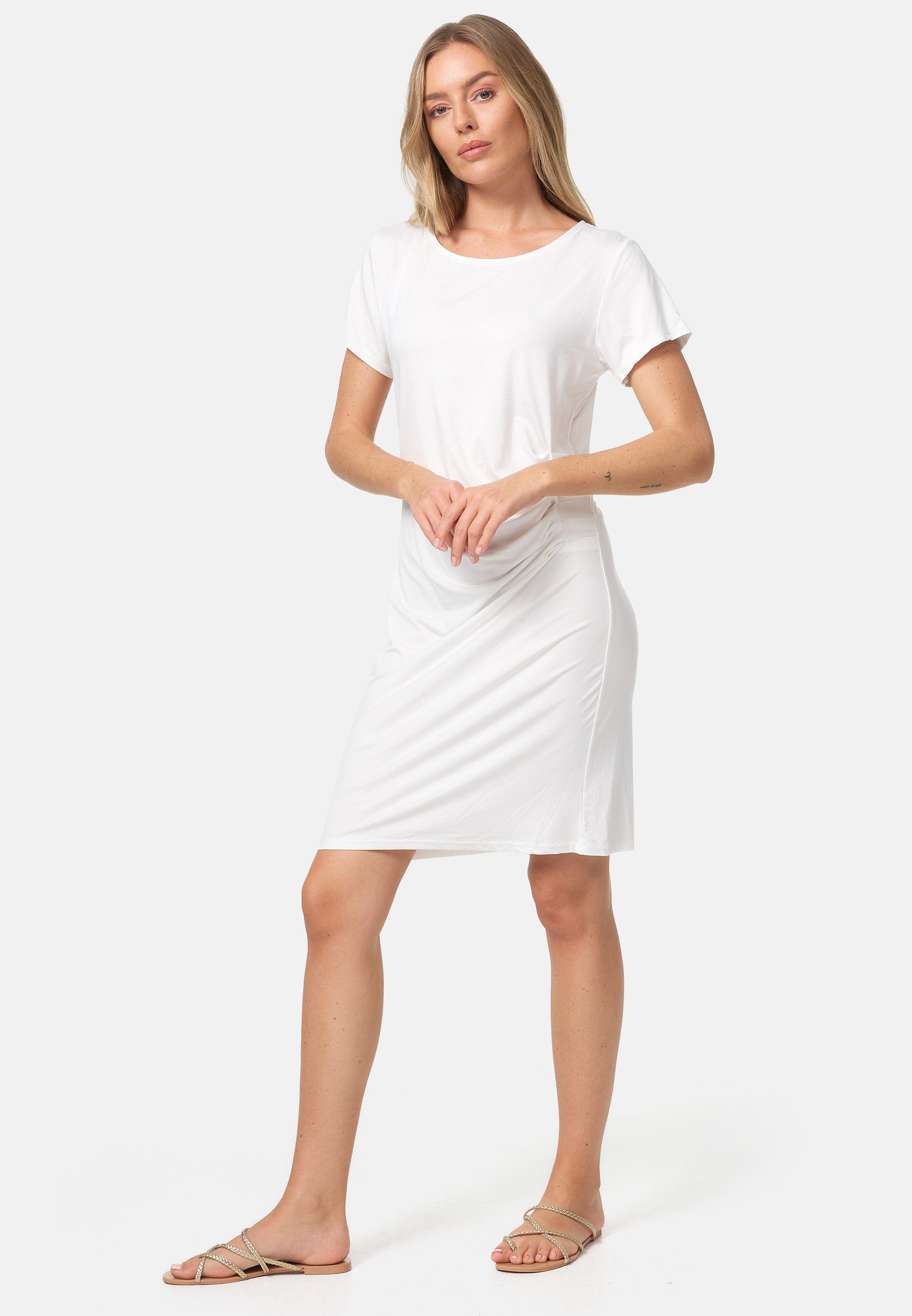 Rayshyne Shirtkleid PM41 (Modisches Longshirt, Shirtkleid für den Sommer mit seitlicher Raffung) Seitliche Raffung, Elastisch, Leicht