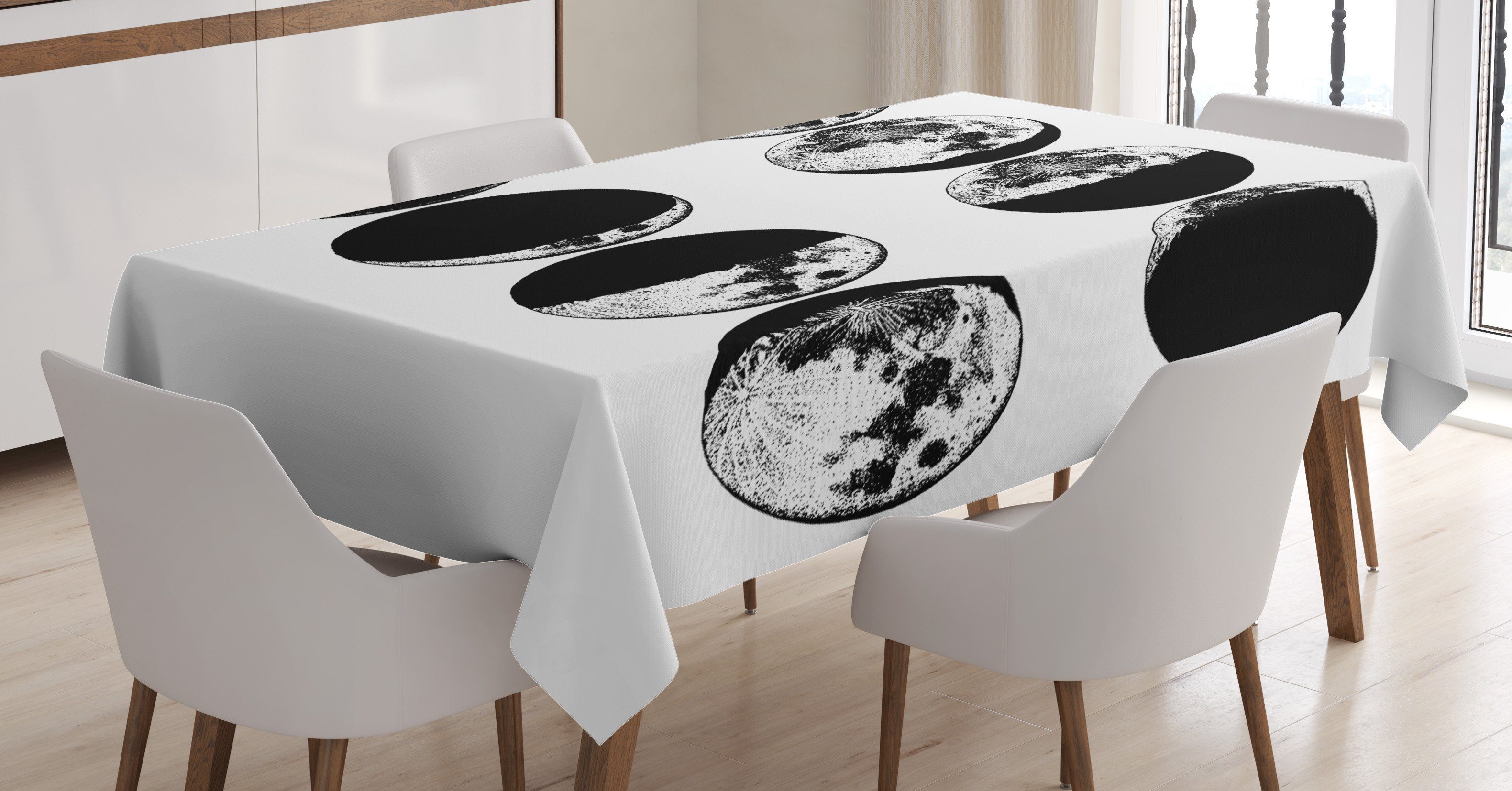 Abakuhaus Tischdecke Farbfest Waschbar Für den Außen Bereich geeignet Klare Farben, Mond Phase Astronomischer Lunar Moves