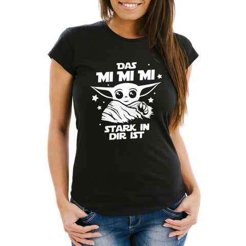 MoonWorks Print-Shirt Damen T-Shirt Parodie Spruch Das mi mi mi stark in dir ist Fun-Shirt Slim Fit Moonworks® mit Print