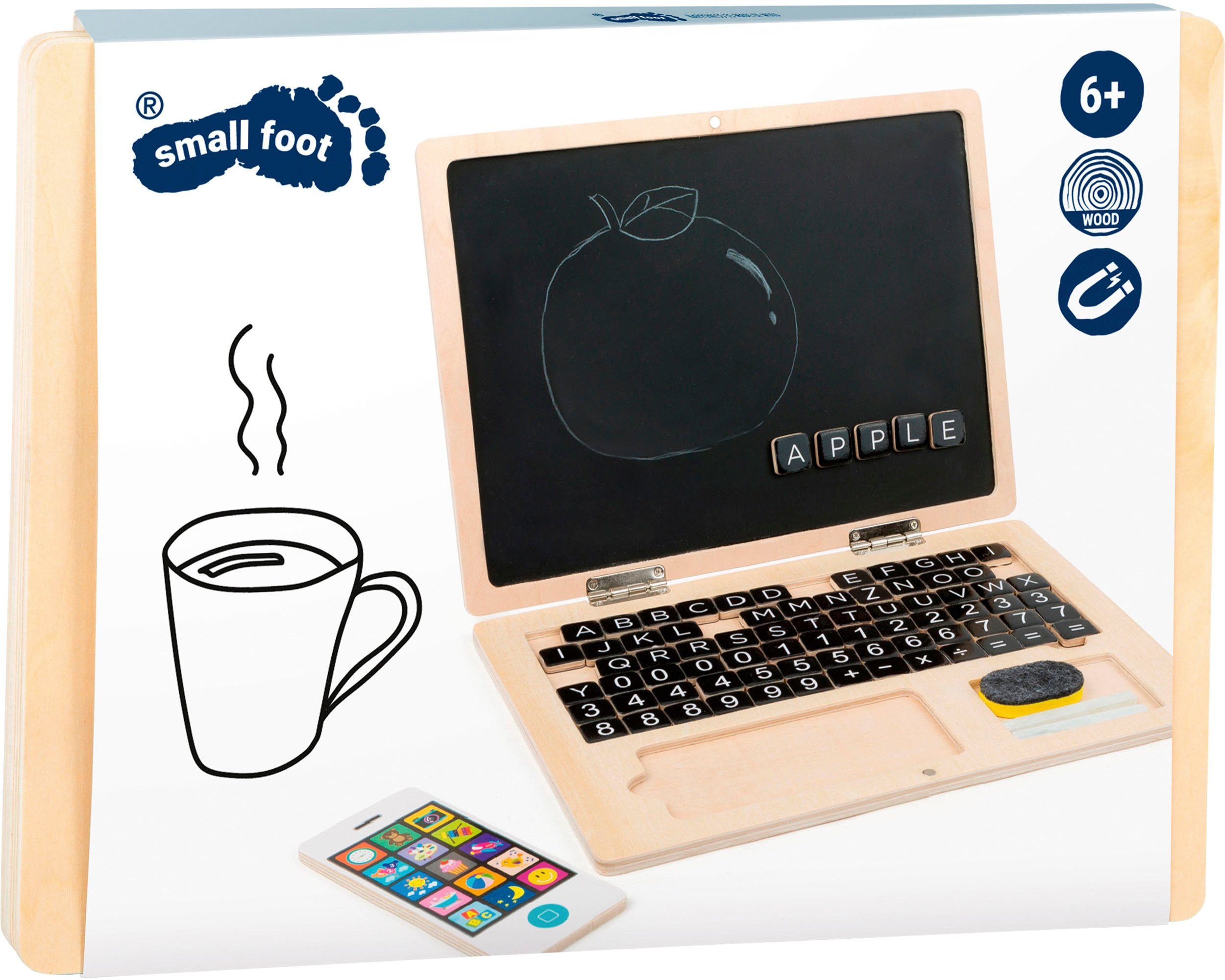 Small Foot Lernspielzeug Holz-Laptop mit Magnet-Tafel (packung, 1-St., spar set), Satzzeichen und Zahlen sind magnetisch – Bild 3 von 4