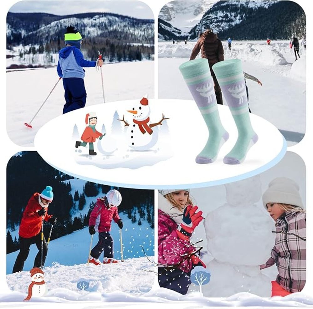 ROCKBROS Skisocken Kinder Thermosocken Warm Merino Outdoor Schneesocken Kniestrümpfe haben einen elastischen Fixierbereich