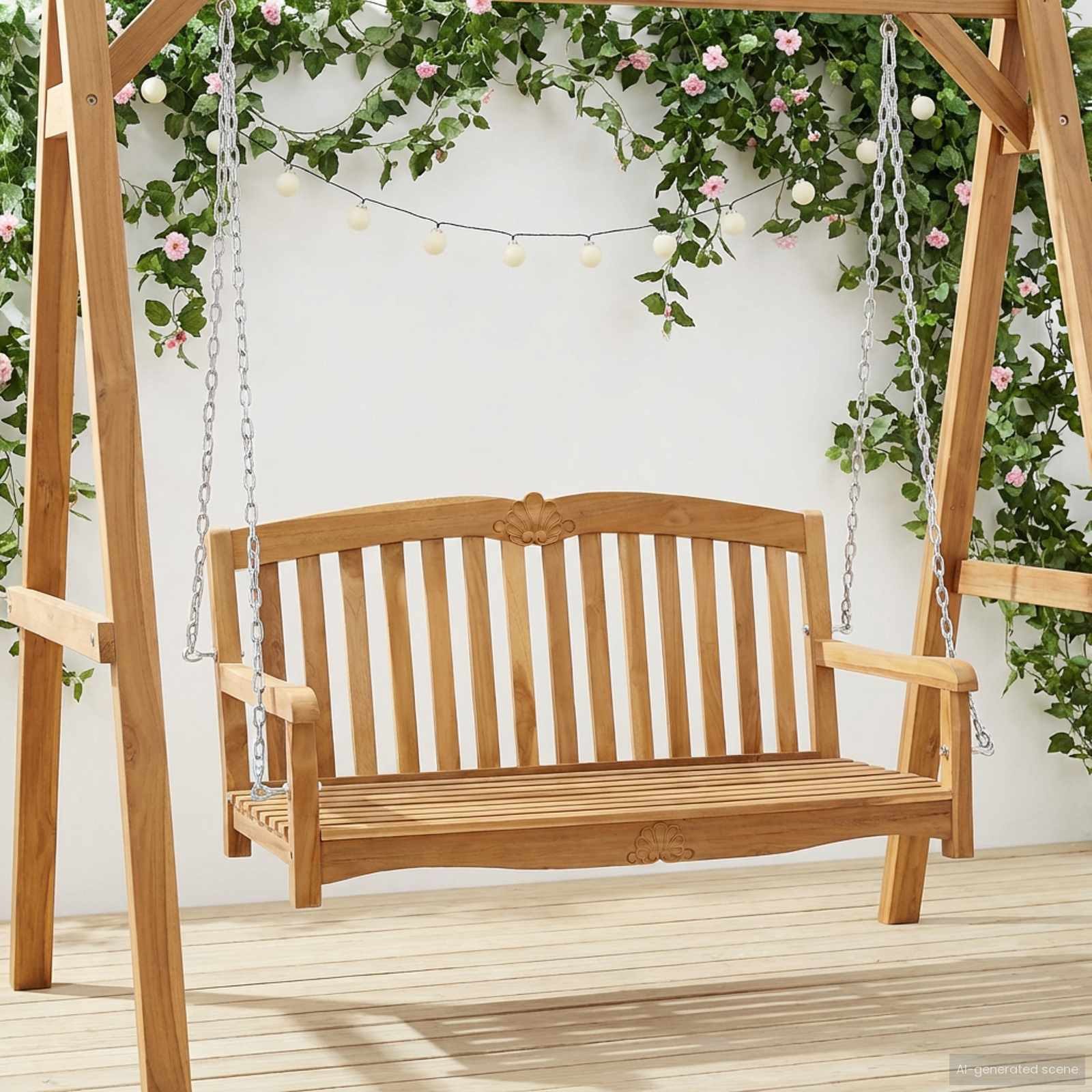 vidaXL Gartenbank Schaukelbank 114 x 60 x 60,5 cm Massivholz Natur (1-St)