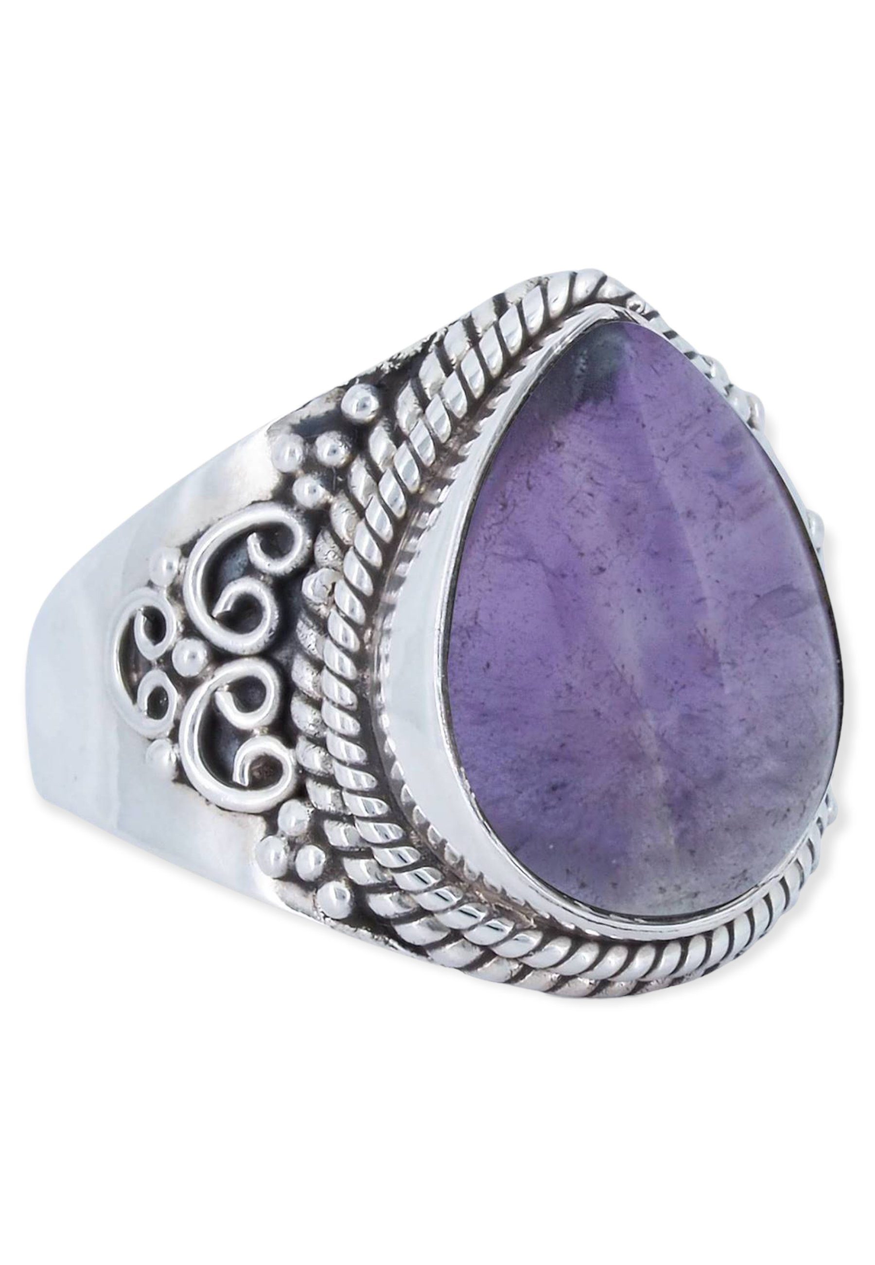 Mantraroma SINTA Ring 925 Silber - Mit Natürlichem Malachit Edelstein