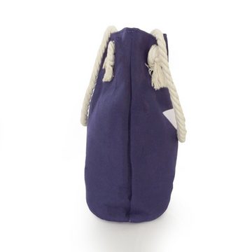 Sonia Originelli Umhängetasche Strandtasche uni mit Sternaufdruck Seilkordeln Shopper, kleine Innentasche mit Reißverschluss