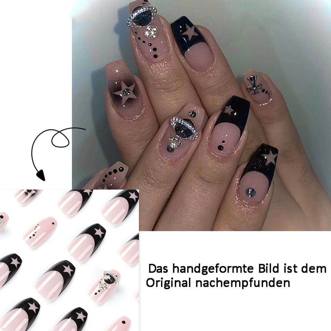 DÖRÖY Kunstfingernägel Ladies Cross Nail Nägel Nägel,Falsche Sets/48 Stück, 2 2-tlg. Piece,Künstliche
