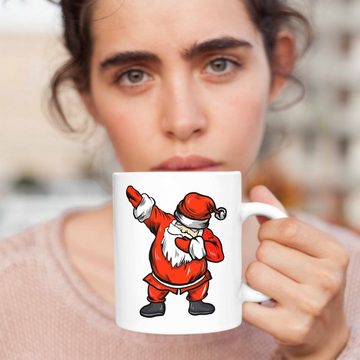 Trendation Tasse Trendation - Weihnachten Tasse Weihnachtsmann für Kinder Weihnachtstasse Lustig Geschenk Jungs Jungen Mädchen Cute Lebkuchen Grafik Becher Dab