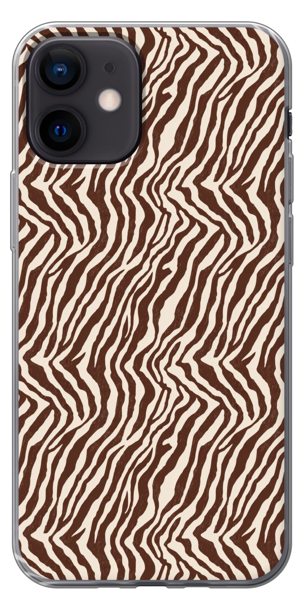 MuchoWow Handyhülle für Apple iPhone 12 Mini Zebra - Muster - Schwarz - Weiß, Smartphone-Bumper, Print, Handy Schutzhülle Dünn